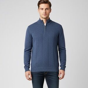 Geoffrey Beene Quarter Zip Navy Sweater